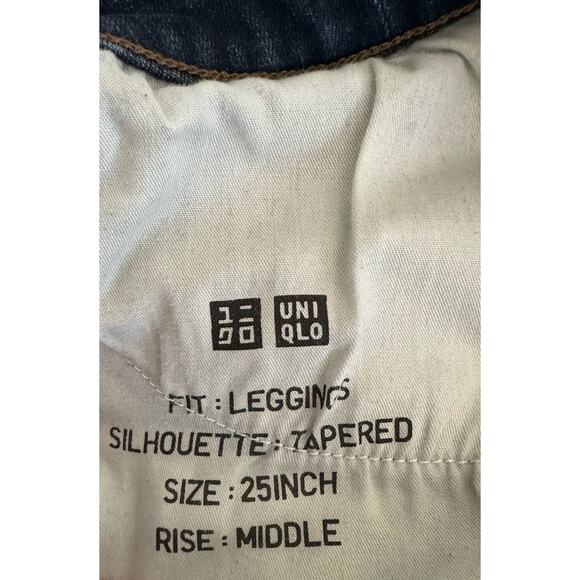 Uniqlo Womens Tapered Jean Leggings Size 25 (25x27.5) Mid Rise Dark Wash - Picture 4 of 8